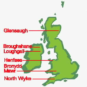 Map showing the six sites in the network with clickable links to each